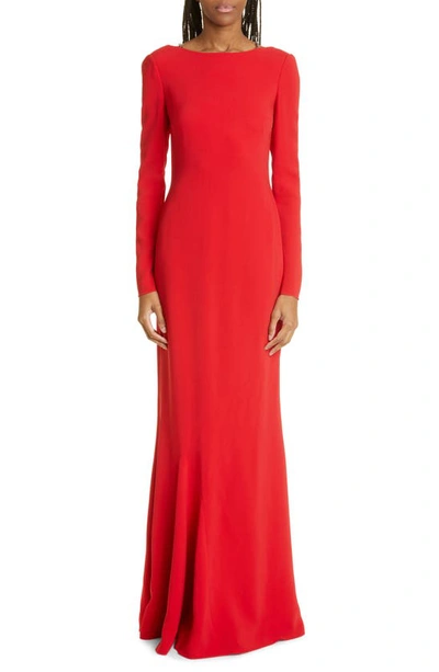 Givenchy Flared-hem Chain-strap Stretch-woven Maxi Dress In Vermillon