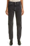 Totême Toteme Twisted Seam High Waist Straight Leg Jeans In Grey Wash