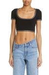 Alexander Wang Crystal Logo Crop-top In Black