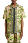 Versace Graphic-print Short-sleeved Silk Shirt In Multi-colored