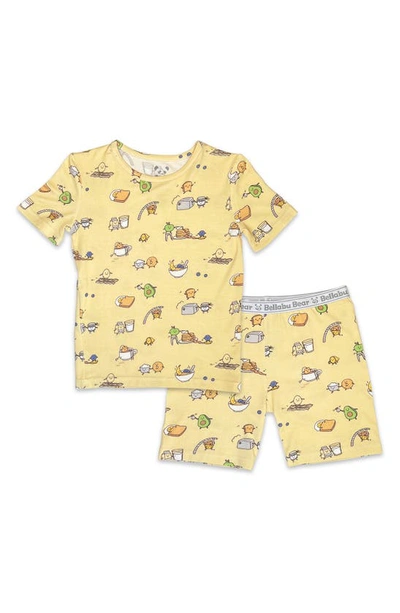 Bellabu Bear Kids' Love You Brunches Fitted Two-piece Short Pajamas