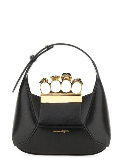 Alexander Mcqueen Mini Jewelled Top-handle Bag In Black