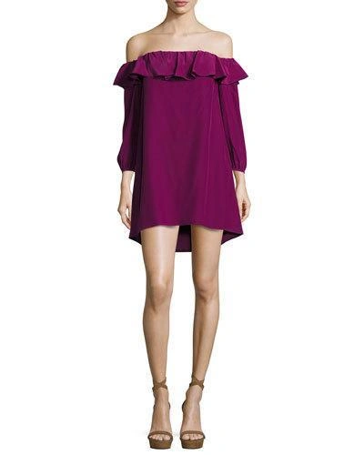 Amanda Uprichard Joanna Off-the-shoulder Crepe Dress In Purple