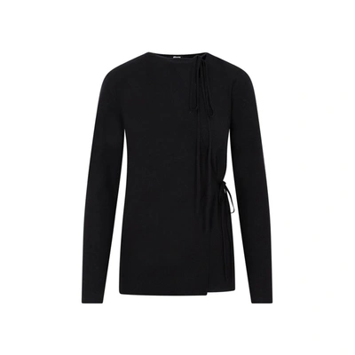 Totême Long-sleeved Round Neck Sweater In Black