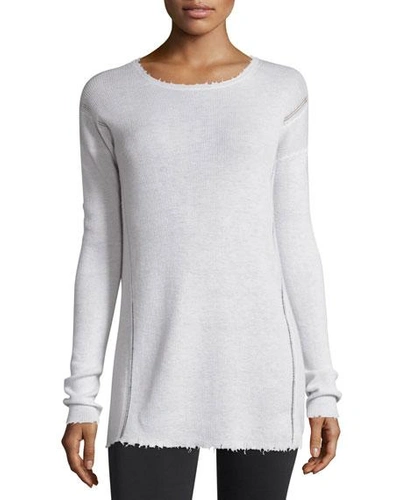Helmut Lang Long-sleeve Ribbed Wool Sweater, Ivory