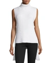 KOBI HALPERIN CORALIE TASSEL-TRIMMED SLEEVELESS TURTLENECK, IVORY,PROD191320056