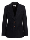 Chloé Single-breasted Jacket In Dark Blue Denim In Blue