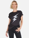 Lauren Moshi Wolf Cracked Lightning Bolt Tee In Onyx
