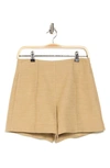 Vince High-waisted Linen Shorts In Light Brass