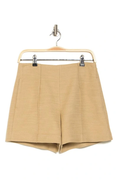 Vince High-waisted Linen Shorts In 褐色