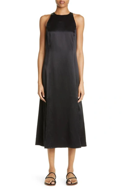 Loulou Studio Mina Sleeveless Silk Satin Midi Dress In Black