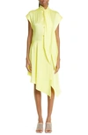 STELLA MCCARTNEY WATERFALL ASYMMETRIC HEM SATIN SHIRTDRESS