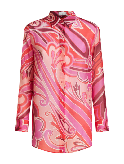 Etro Paisley-print Semi-sheer Shirt In Multicolour