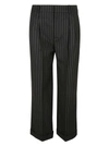 Saint Laurent Flared Cuffs Stripe Trousers In Black