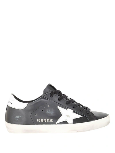Golden Goose Super Star  Leather Upper Shiny Leather Star And Heel In Black White