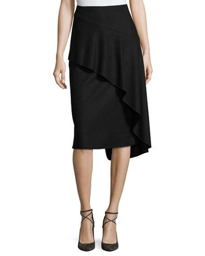 Kobi Halperin Inessa Faux-wrap Pencil Skirt With Ruffled Overlay, Black