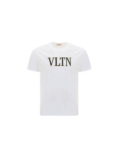Valentino Cotton T-shirt With Signature Embroidered Vltn In Default Title