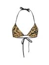 Versace Black Barocco Bikini Top In Gold Print