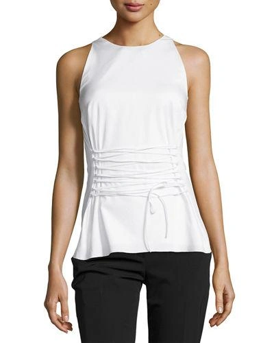 The Row Tallo Lace-up Stretch-cotton Top In White