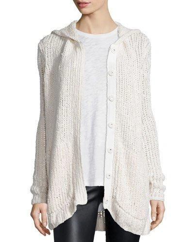 Atm Anthony Thomas Melillo Hooded Oversize Button-front Cardigan Sweater, Cream