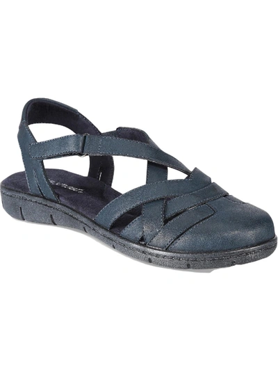 Easy Street Garrett Womens Faux Leather Closed Toe Slingback Sandals In Blue