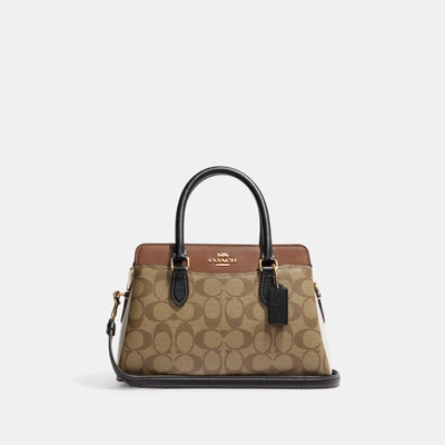 Coach Outlet Mini Darcie Carryall In Colorblock Signature Canvas In Beige