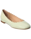 Chloé Lauren Scalloped Leather Ballerina Flat In Green