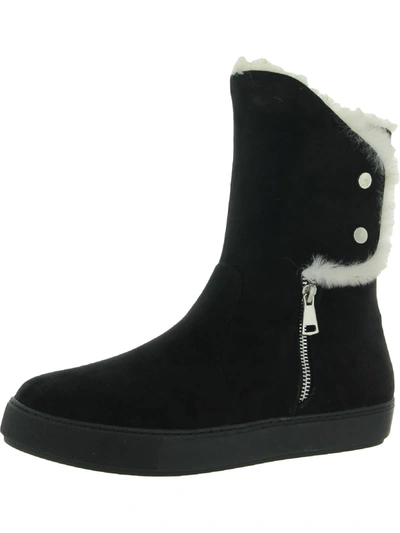Bellini Furry Womens Faux Fur Zipper Winter & Snow Boots In Black