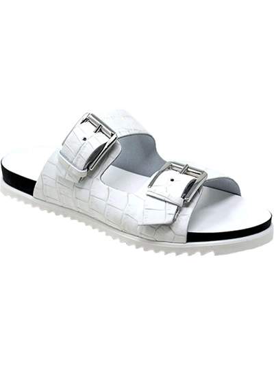 Charles David Lonnie Womens Faux Leather Slip On Footbed Sandals In White
