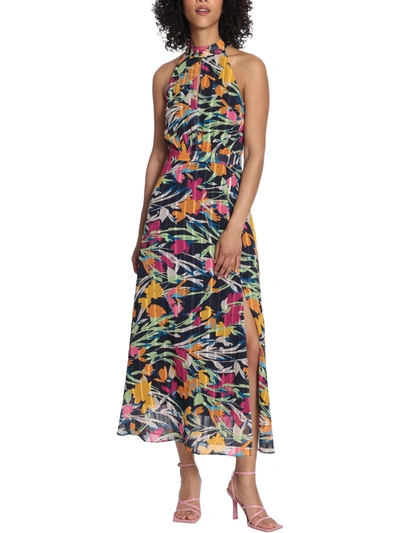 Maggy London Womens Printed Keyhole Neck Maxi Dress In Multi