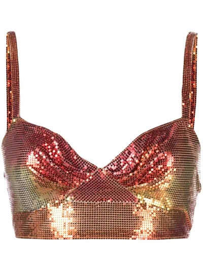 Paco Rabanne Sweetheart Neck Cropped Top In Multicolour