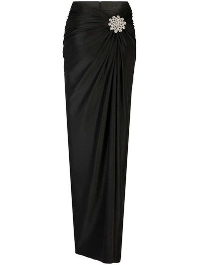 Rabanne Draped Jersey Maxi Skirt In Nero