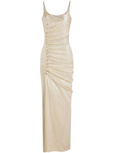 Paco Rabanne Cinched Lurex Midi Dress In Gold