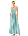 MAC DUGGAL SLIM STRAP SURPLICE TOP PLEATED DRESS