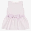 MEBI GIRLS PURPLE SATIN JACQUARD BOW DRESS