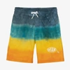 Msgm Tie-dye Cotton Shorts In Blue