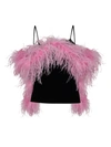 Attico Feather-embellished Tank Top In Black