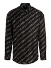 Fendi Ff-logo Print Silk Shirt In Black