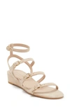 Stuart Weitzman Grecian Buckle Wedge Sandal In Golden Beige