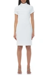 ALEXIA ADMOR SADEE DRAPED MOCKNECK SHEATH DRESS