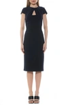 ALEXIA ADMOR JANINE CREWNECK DRAPED MIDI SHEATH DRESS