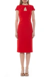 ALEXIA ADMOR JANINE CREWNECK DRAPED MIDI SHEATH DRESS