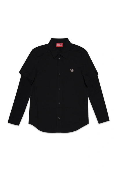 Diesel Black Shirt With Contrasting Knit