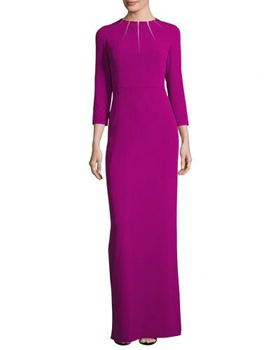 Escada Sunray-neck 3/4-sleeve Gown, Tourmaline