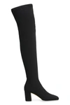 Valentino Logo-embroidered Over-the-knee Boots In Black