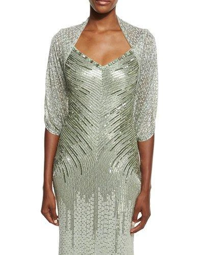 Jenny Packham Eve Sequined Tulle Bolero, Azure