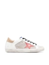 Golden Goose Super Star Velvet And Leather Upper Vintage Laminated Star Tejus Printed Nabuk Heel In Taupe Red Ice Light Brown