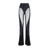 Mugler Flared Sheer Pants With Tulle Ruffles In Black
