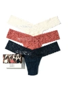 HANKY PANKY 3 PACK SIGNATURE LACE LOW RISE THONGS IN PRINTED BOX SALE