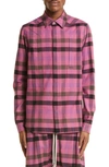 Rick Owens Fogpocket Mixed Media Plaid Overshirt In Hot Pink Plaid/ Fuchsia Plaid